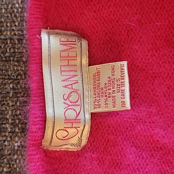Vintage Hot Pink Chryantheme Lambswool Angora Sweater Sm - Picture 3 of 6